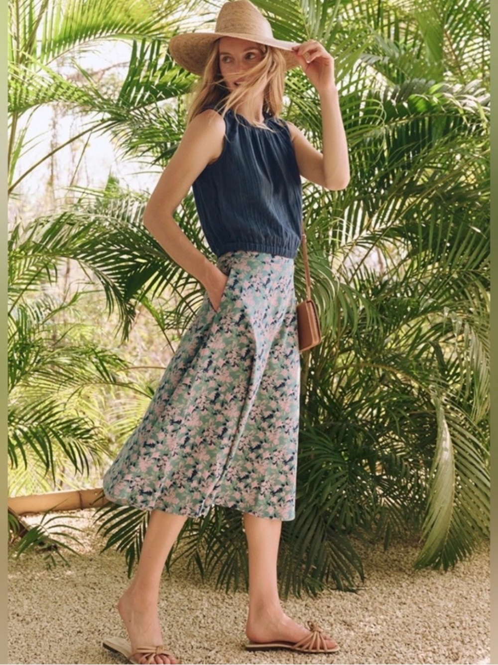 Pact Black Fit & Flare Midi Organic Cotton Skirt